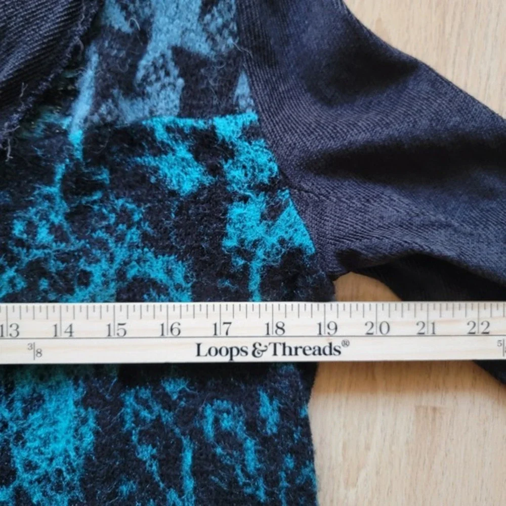 Free People Better Together‎ Teal Black Knit Front Blazer Jacket Wool Blend XS